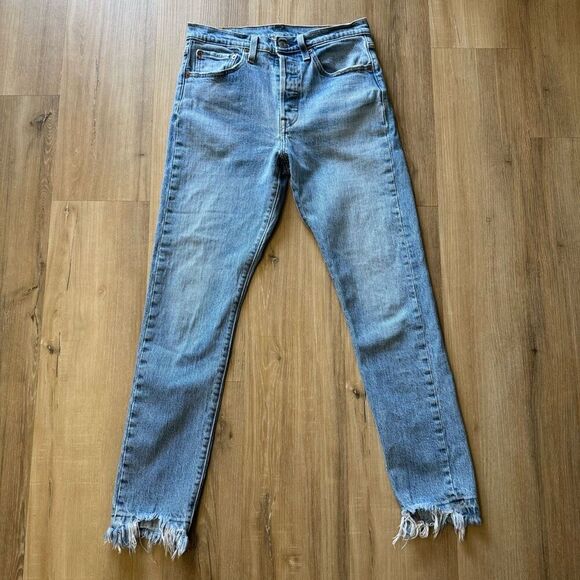 Levi’s Premium Denim 501 Size 27 High Rise Women’s Skinny Blue Jeans Button Fly - Picture 1 of 12
